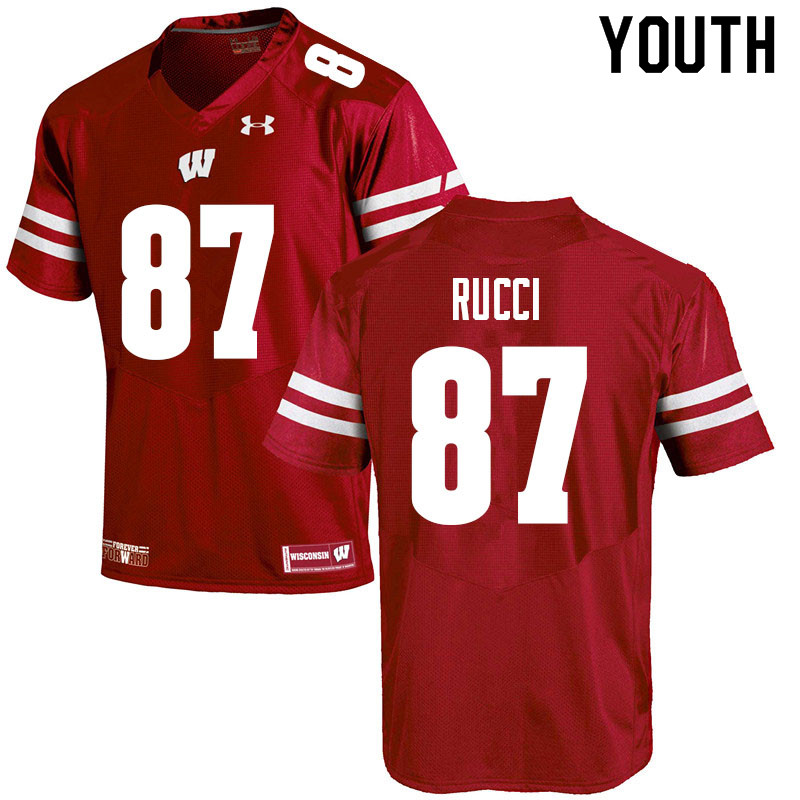 Wisconsin Badgers Youth #87 Hayden Rucci NCAA Under Armour Authentic Red College Stitched Football Jersey NS40V36MG